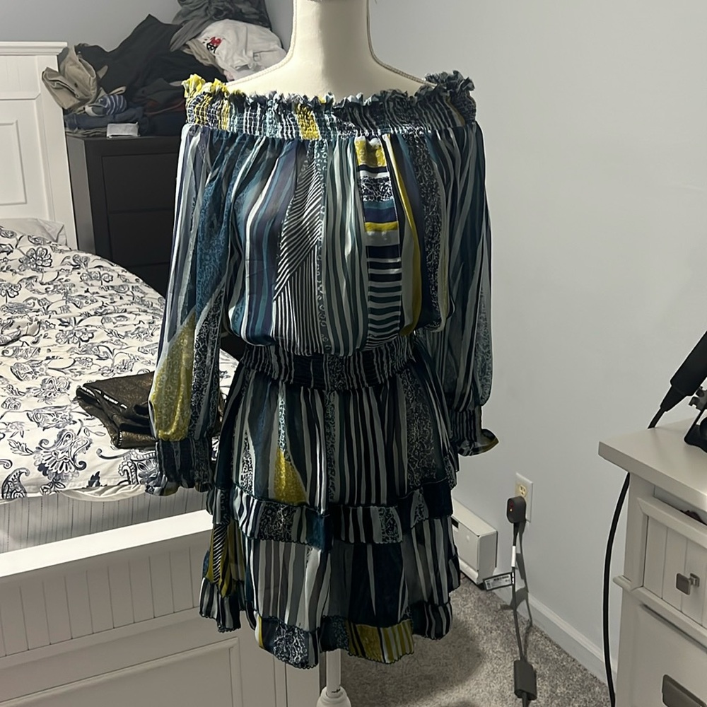 Mini tiered off the shoulder dress.